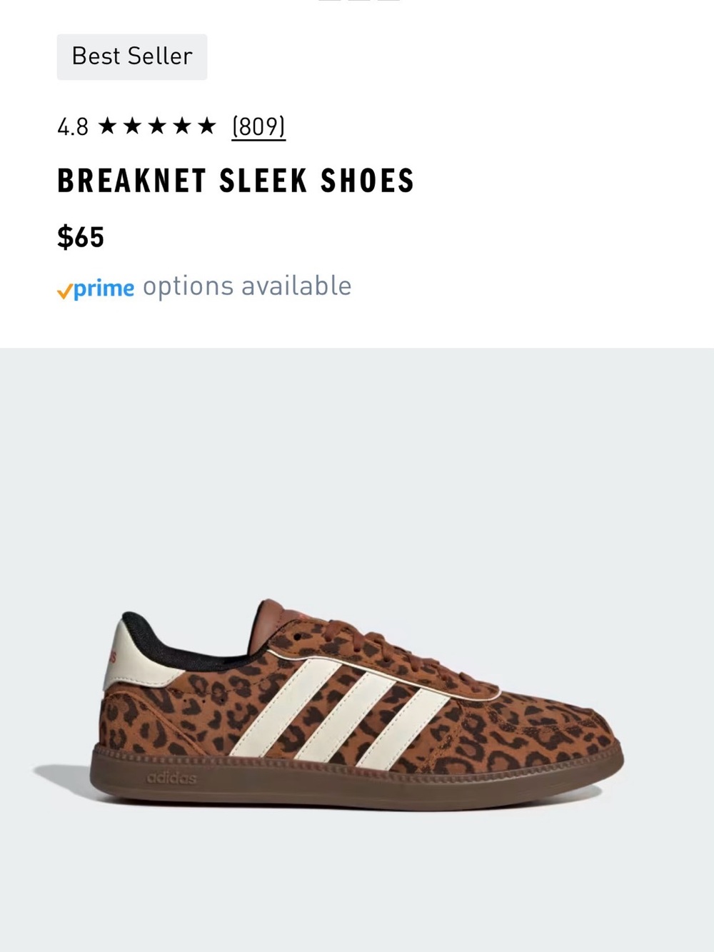 adidas Breaknet Sleek Shoes - Brown Leopard/Off-White Stripes